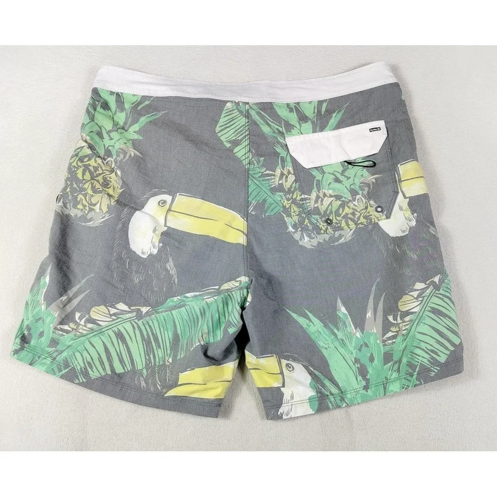 Hurley Swim Trunks Board‎ Shorts Mens 36 Multicolor Toucan Pineapple Tropical